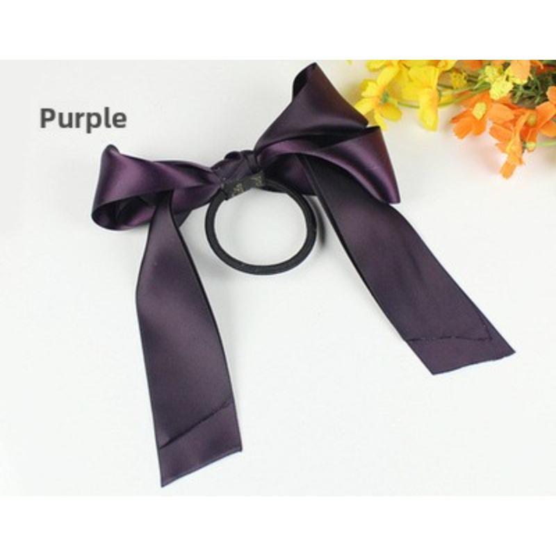 Sweet Beauty Satin Double-layer Bow Elastic Rubber Band Tied Thick Leather Hair Accessory Fashionable and Versatile