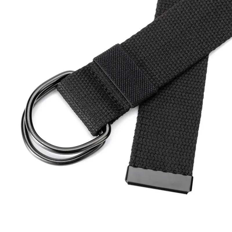 Canvas Men Belt High Quality Unisex Double D-Ring Buckle Waistband Casual Canvas Female Belt Casual Sports Belt Tactical Belts