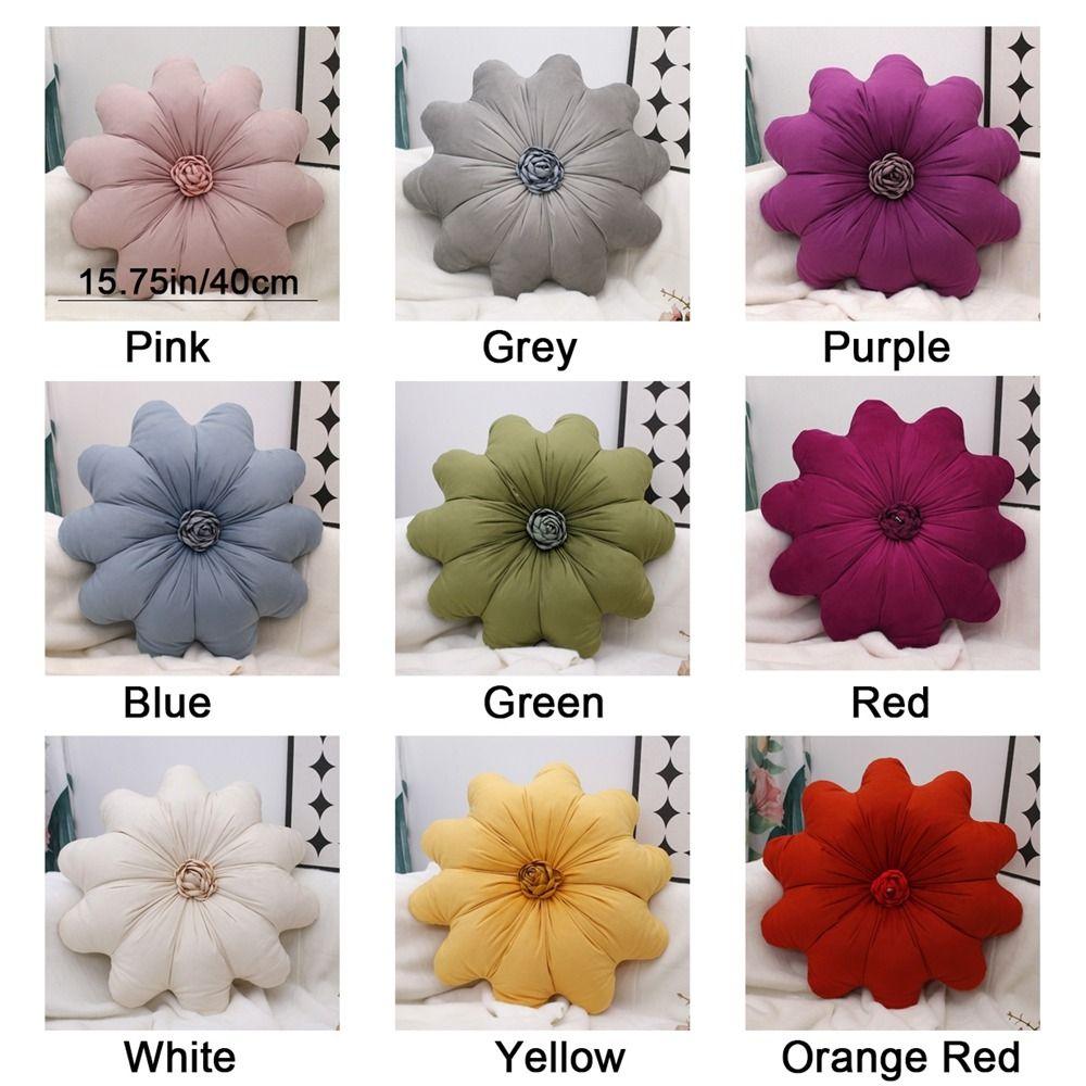 Soft Sunflower Throw Pillow Dutch Velvet Bedroom Pillow Minimalist Round Pillow  Couch Accessory