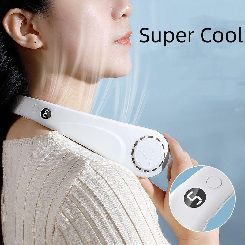 Neck Hanging Fan USB Charging Fan Portable Outdoor Mini Leafless Lazy Person Hanging Neck Strong Wind