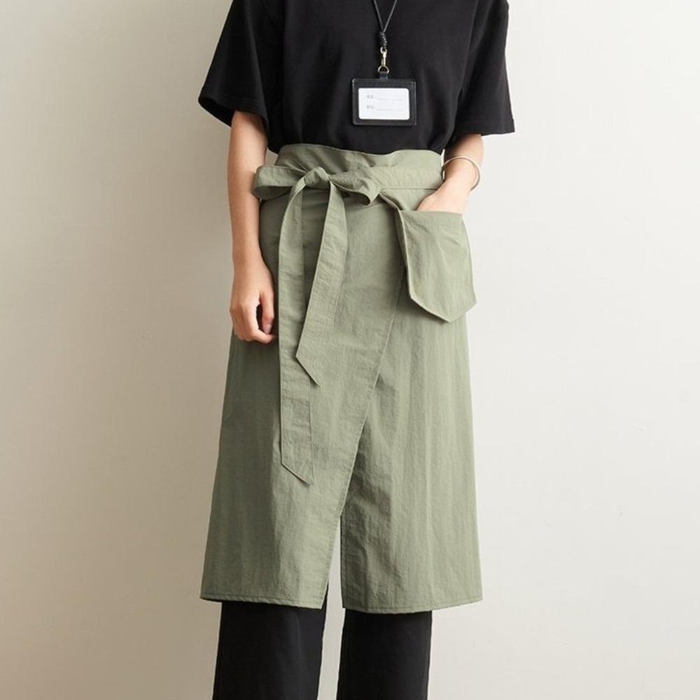 

Breathable Waterproof Apron Fashionable Dining Apron Durable Split Apron Restaurant зелений