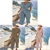 Traje de Verano para Mujer de Color Puro con Mangas Cortas Irregulares y Pantalones Plisados para Uso Casual