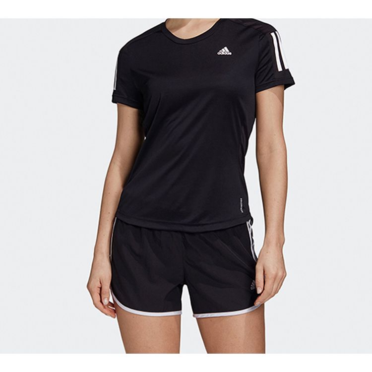 Adidas Own The Run Tee Running Sports Short Sleeve Women Tops Black FS9830