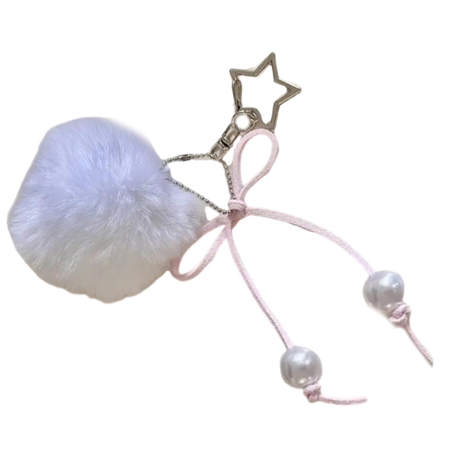 

Подвеска для телефона с белыми помпонами и бантом, ручная работа, кулон в виде галстука-бабочки, модный аксессуар для мобильного телефона для женщин и девочек 1