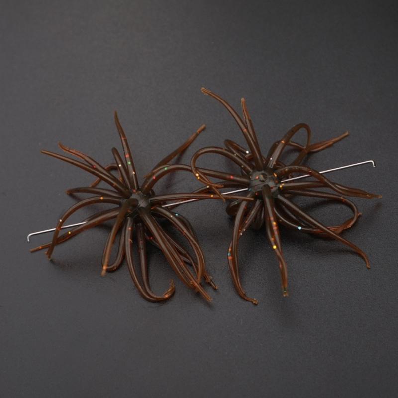 2Pcs Soft Fishing Lures with Urchin Shape, Simulation Fishing Stuff Urchin Baits Artificial Slow Floating Swimming Lures