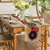 Boho Style Round Table Runner, Fresh Color Polka Dot & Ring Pattern Design, Lightweight Decorative Table Linen for Decoration