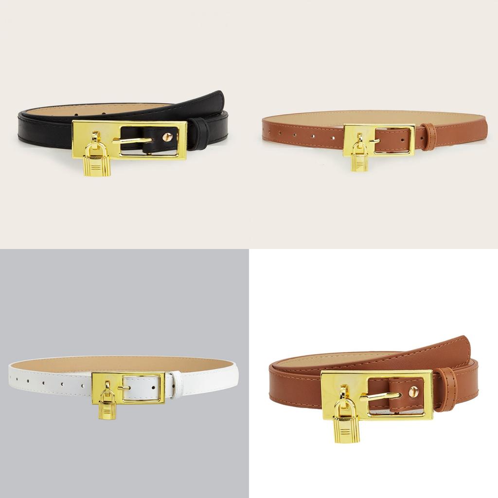 Versatile And Belt Slimming With Metal Buckle Belt Paired With Jeans Dress And