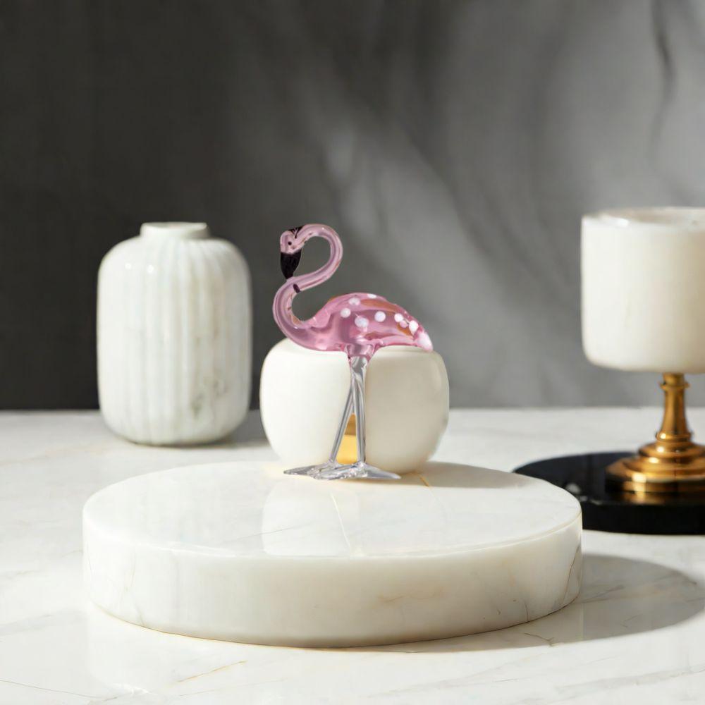 Handmade Art Simulated Pink Flamingo Cute Animal Sculpture Creative Glass Flamingo Figurines  Home