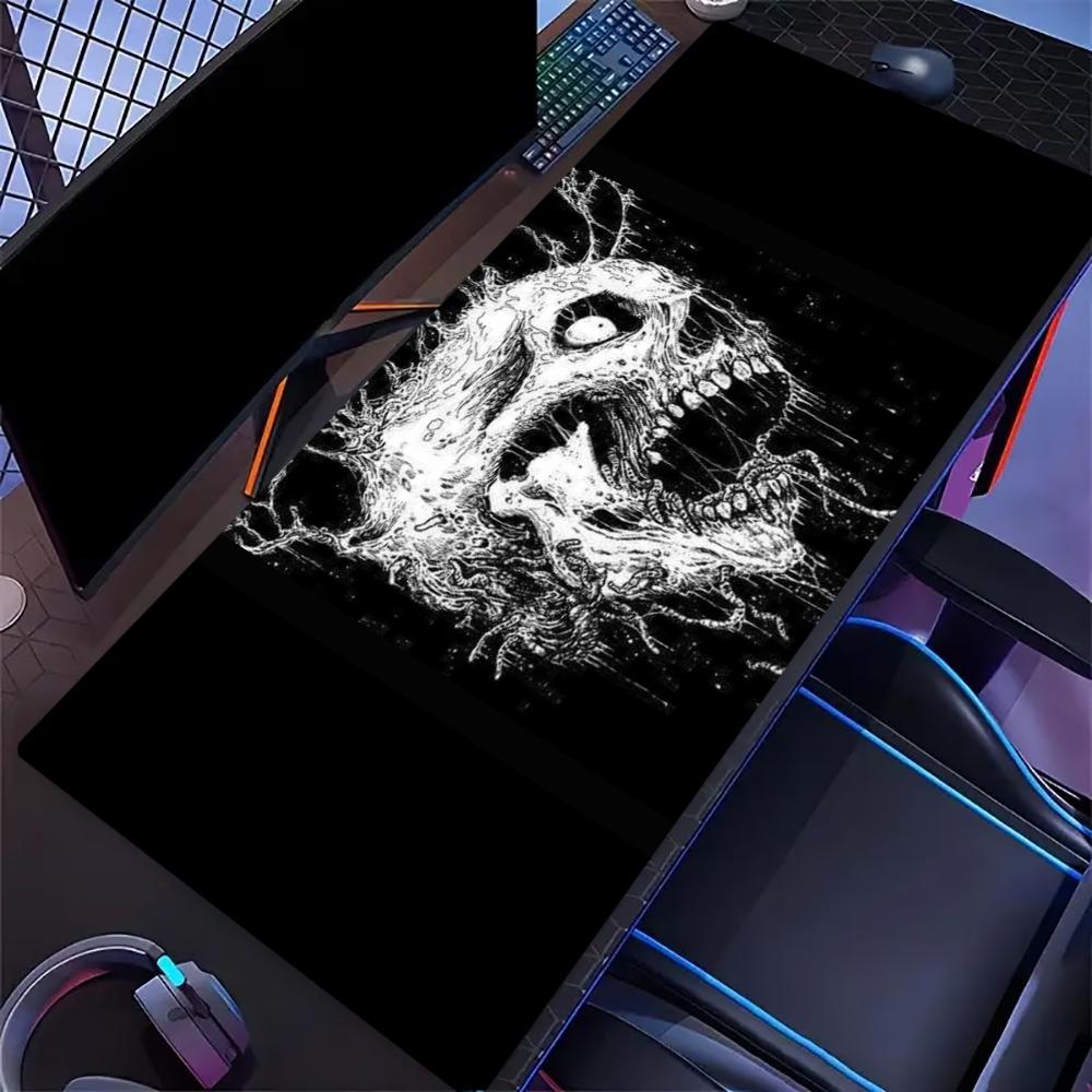 Black Horror Skull Monster Large Extended Gaming Mouse Pad Non Slip Desk Mat Creepy Skeleton Creature Art Keyboard Mouse Pad