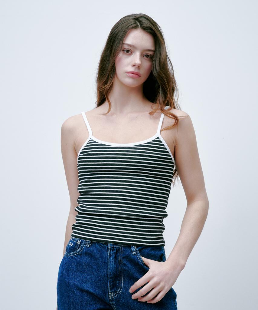 Solteuaenchokollis Striped Sleeveless Rib Knit Black 4W2321006