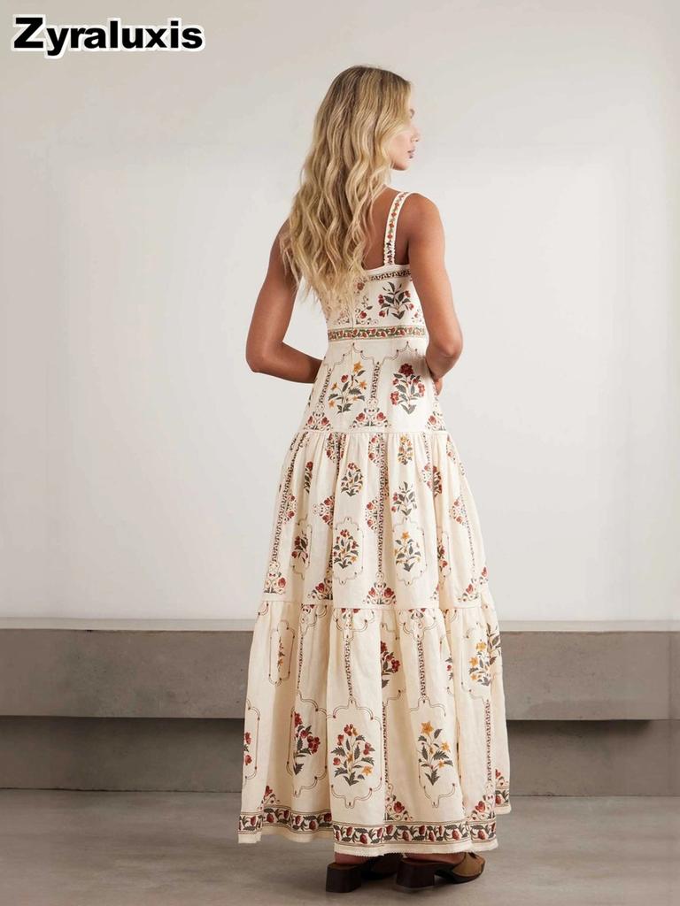 Nuovo Vestito Lungo Bohemien a Vita Alta Estate Vacanza al Mare Vestito Lento Dimagrante