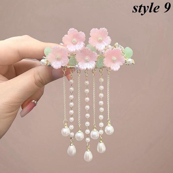 1PC Fashion Elegant Pearl Tassel Hair Claw Clips Hairpins Flower Hair Clip Headwear for Women Girls Hair Accessories