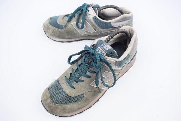 

New Balance 574 28 Gray Green Suede Low-Top Sneakers