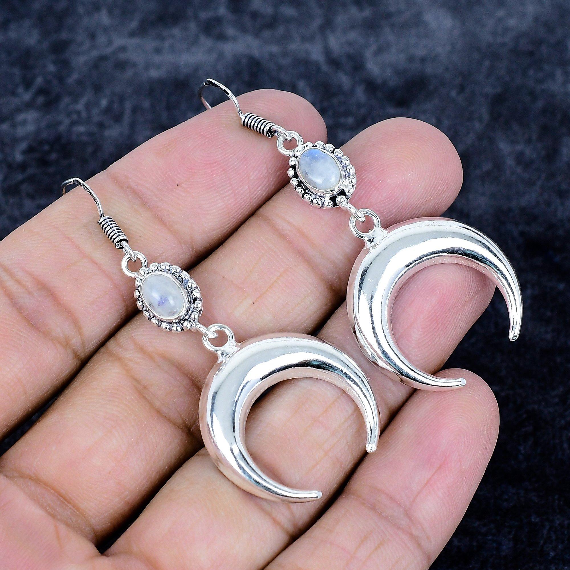 

Rainbow Moonstone Gemstone 925 Sterling Silver Jewelry Earring 2.36 MM-3472