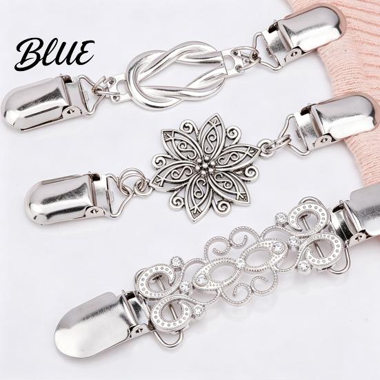 Clothing Decoration Clips 4Pcs Vintage Sweater for Women Girls, Retro Floral Cardigan Clips, Elegant Scarf Clasps Metal Brooch Shawl Clip, Waist