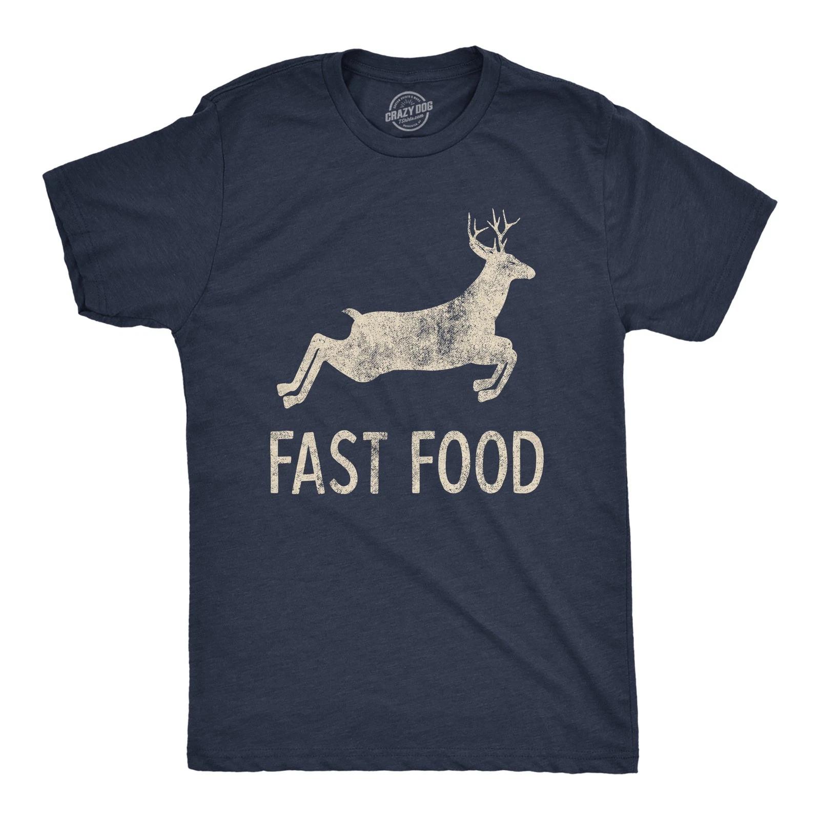 Mens Fast Food T Shirt Funny Deer Hunting Season Novelty Graphic Tee L