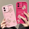Pink Bowknot Pattern TPU Soft Matte Phone Case For iPhone 16 Pro Max 15 Pro 14 13 12 11 XR XS Shockproof Lens Protection Bumper Cover