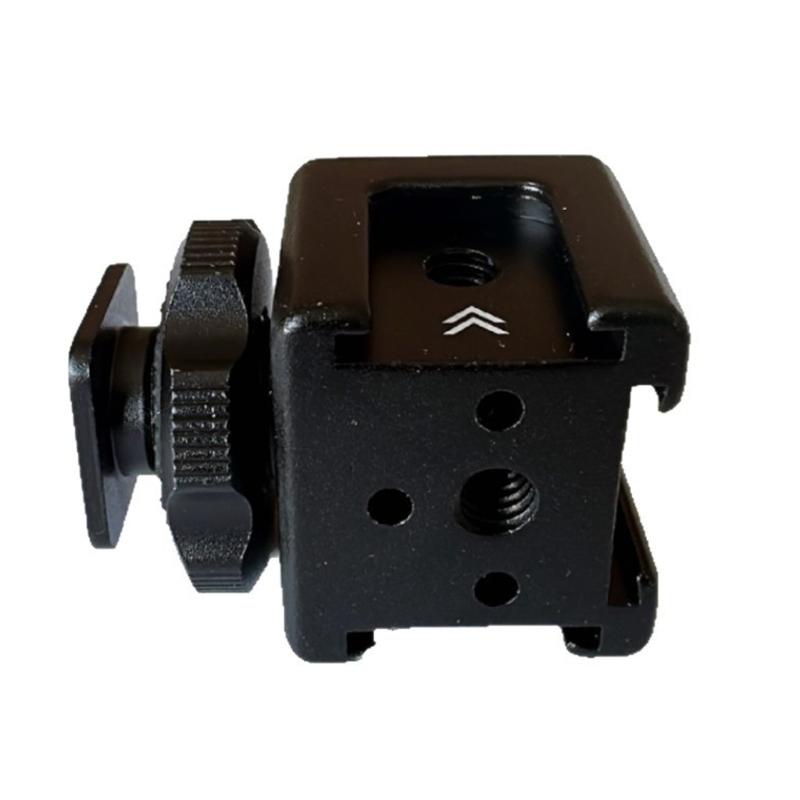 Aluminum Camera Cold Shoe Adapter With 3 Hot Shoe Mounts And 4 Screw Holes For DSLR Rig Accessories Expansion