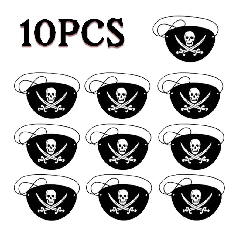 1-11pc Pirate Eye Patches Captain Hat Set Skull Felt One Eye Mask Halloween Cosplay Dress Up Scary Themed Party Props Decor