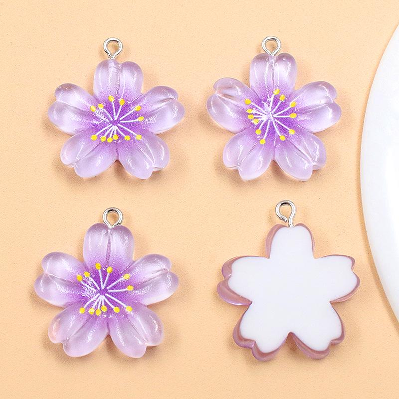 DIY Resin Plant Charm: Transparent Lotus & Cherry Blossom Five-Petal Flower Pendants