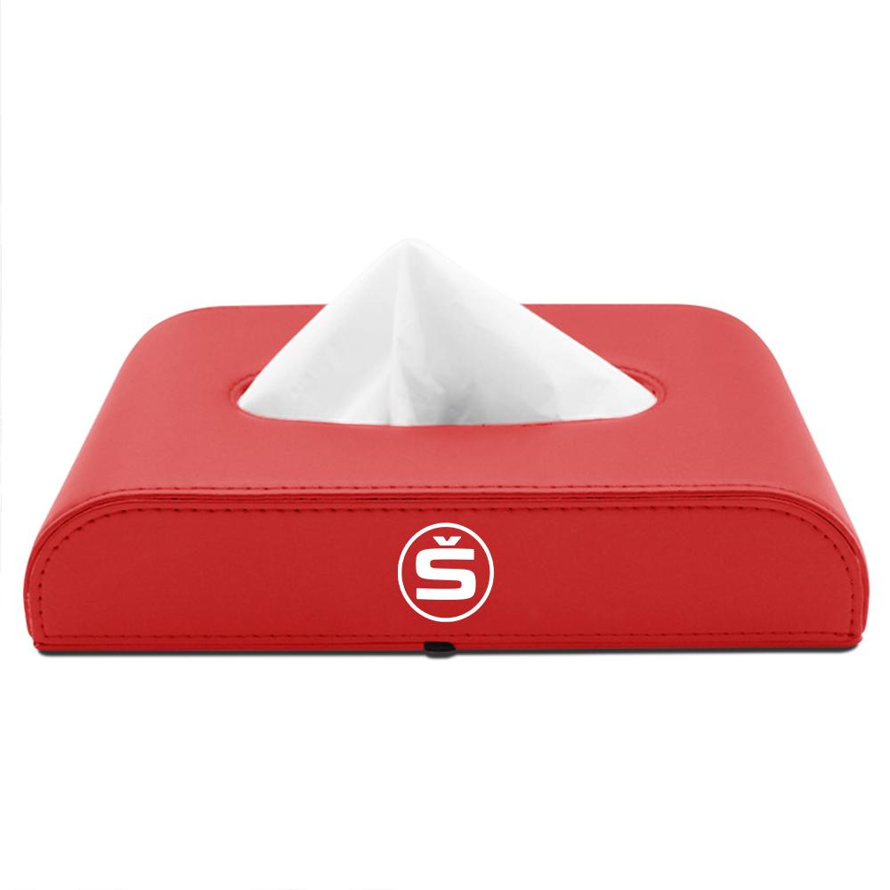 zbfwl3 1PC PU Leather Tissue Box Car Tissue Box Interior Storage Box For Skoda Kodiaq Octavia 2 3 Yeti Karoq Rapid Fabia S A5 Kamiq VII