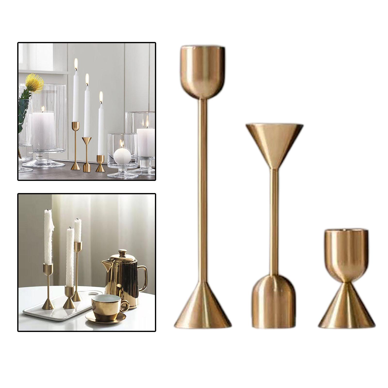 

3x Elegant Candle Holder Gold Candlestick Stand for Tabletop Party Ornament золотий