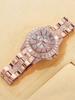 Luxury and fashionable diamond-encrusted alloy women's quartz watch set of 3, suitable for everyday wear, Thanksgiving and Chris