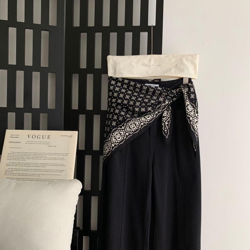 Korean Cashew Flower Triangular Scarf: Women's Layered Accessory Waist Belt Decoration