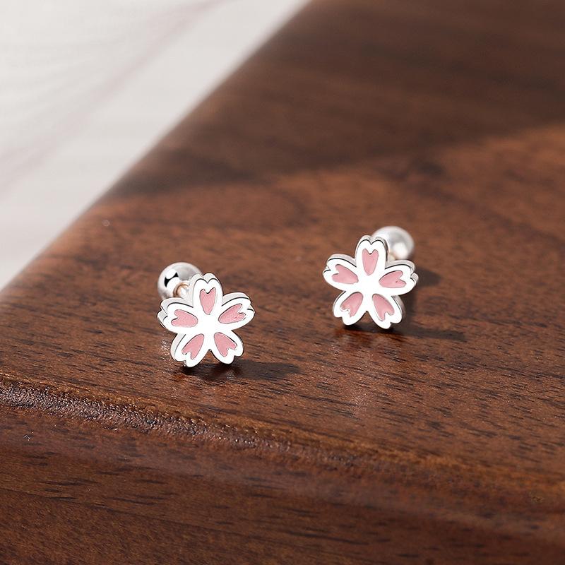 Süße Blume Schraubohrringe für Damen Waldstil Pastoralstil Niedliche Ohrringe