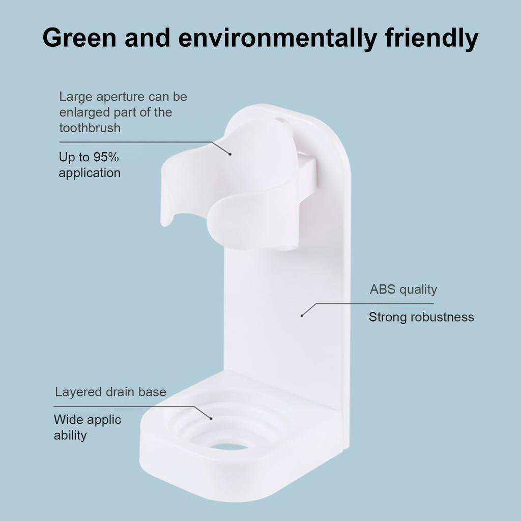 Bathroom Electric Toothbrush and Toothpaste Holder Storage Rack with Adhesive Mount ABS White Toothbrush Organizer