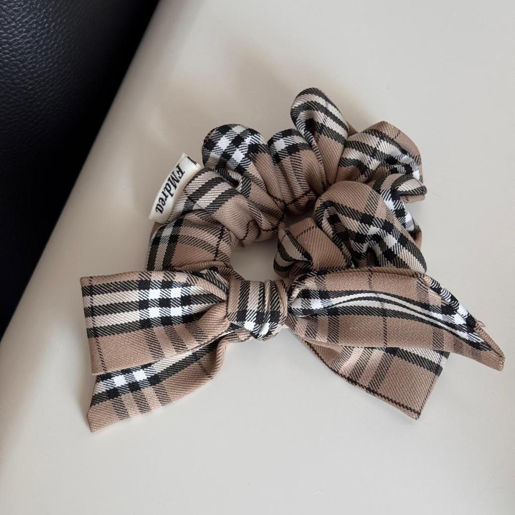 Korean Retro Plaid Scrunchie Hair Tie Headband for Women