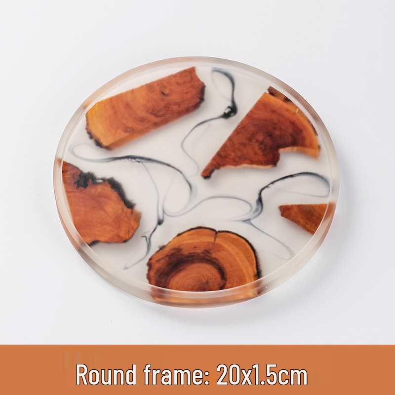 Creative Solid Wood Tea Ceremony Tray with Resin Inserts for Gongfu Tea Set Default Item