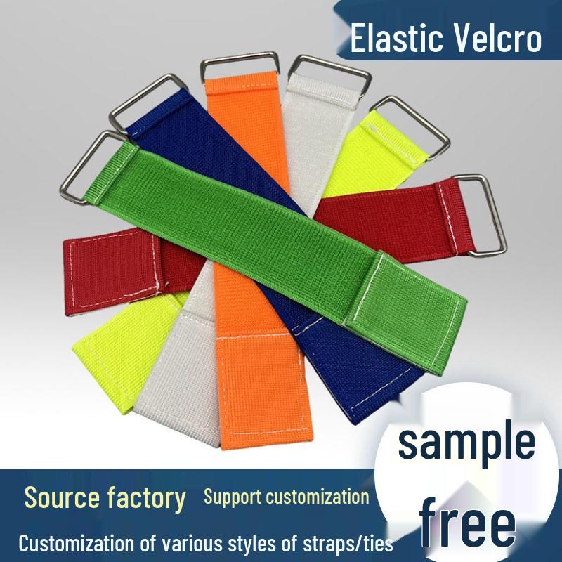 Adjustable Self-Adhesive Velcro Elastic Straps for Cargo and Two-Person Three-Legged Races 2cm*20cm Metal Buckle Elastic Velcro Strap чёрный