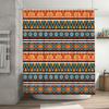 Bright Shower Curtain with Geometric PatternsModern Design for Bathroom Decorations Waterproof Fabric (Blue, Orange Brown)