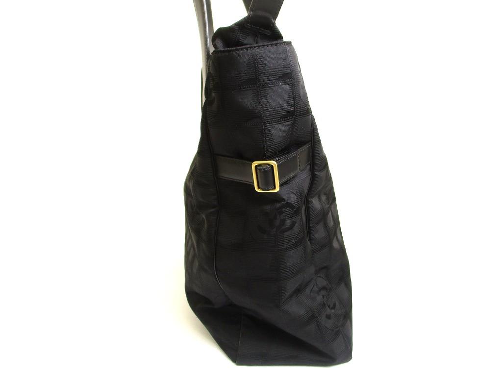 Authentic CHANEL New Travel Black Nylon Leather Tote Bag Hand Bag Shoppers Bag #a958  Refurbished