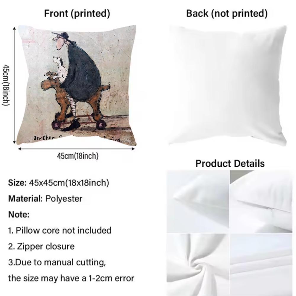 S-Sam Toft Art Painting Cushion Cover Pattern Printed Pillowcase for Living Room Sofa Cushion Cover & Bedroom Decor
