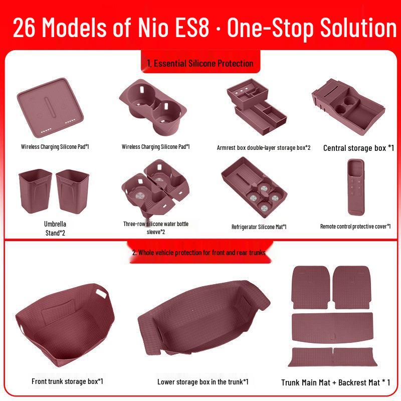 NIO ES8 Front & Rear Trunk Mat: Full-Coverage Leather Protection for 26 Models