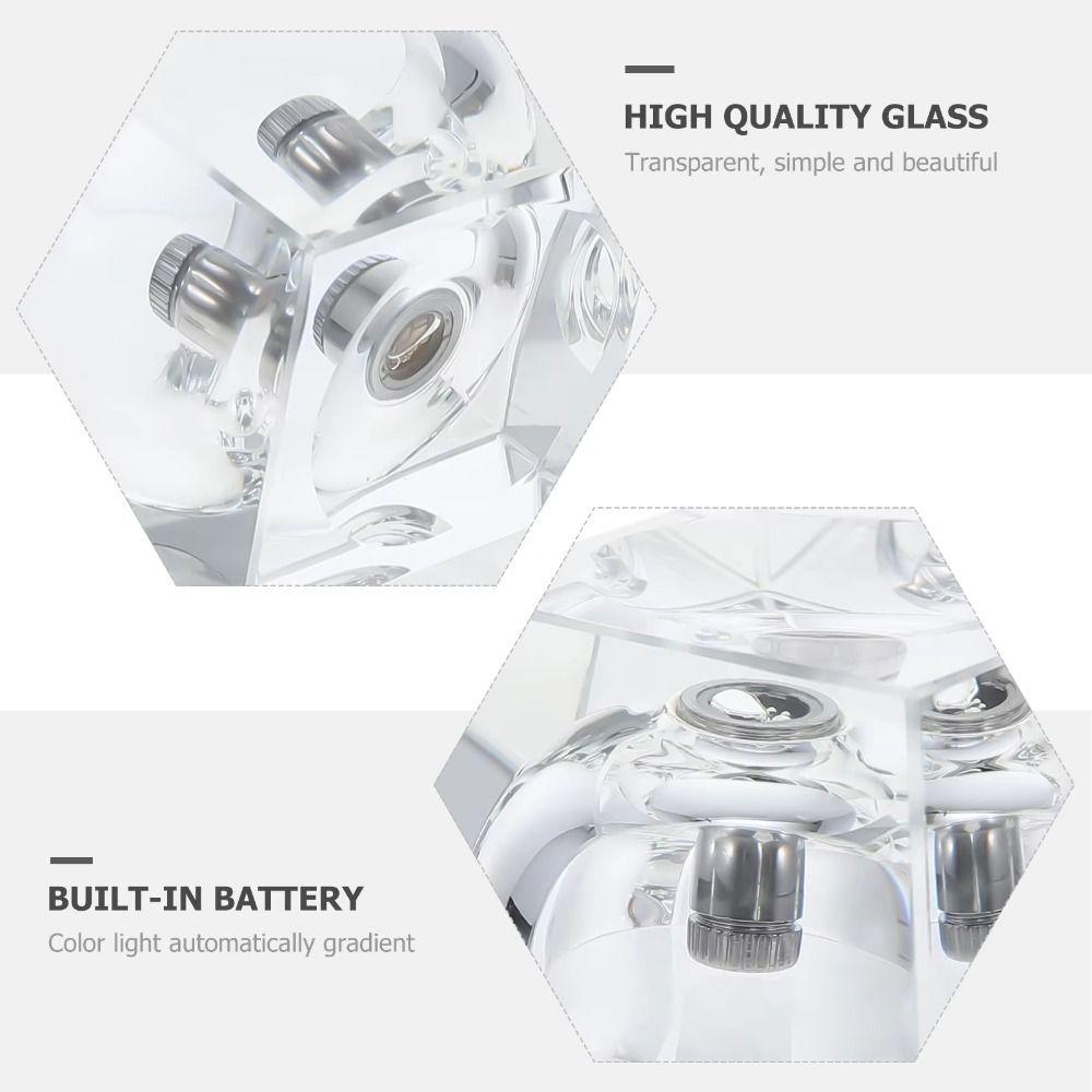 Transparent LED Glass Sphere Holder Multi Color Changing Crystal Display Lamp Base  Desktop