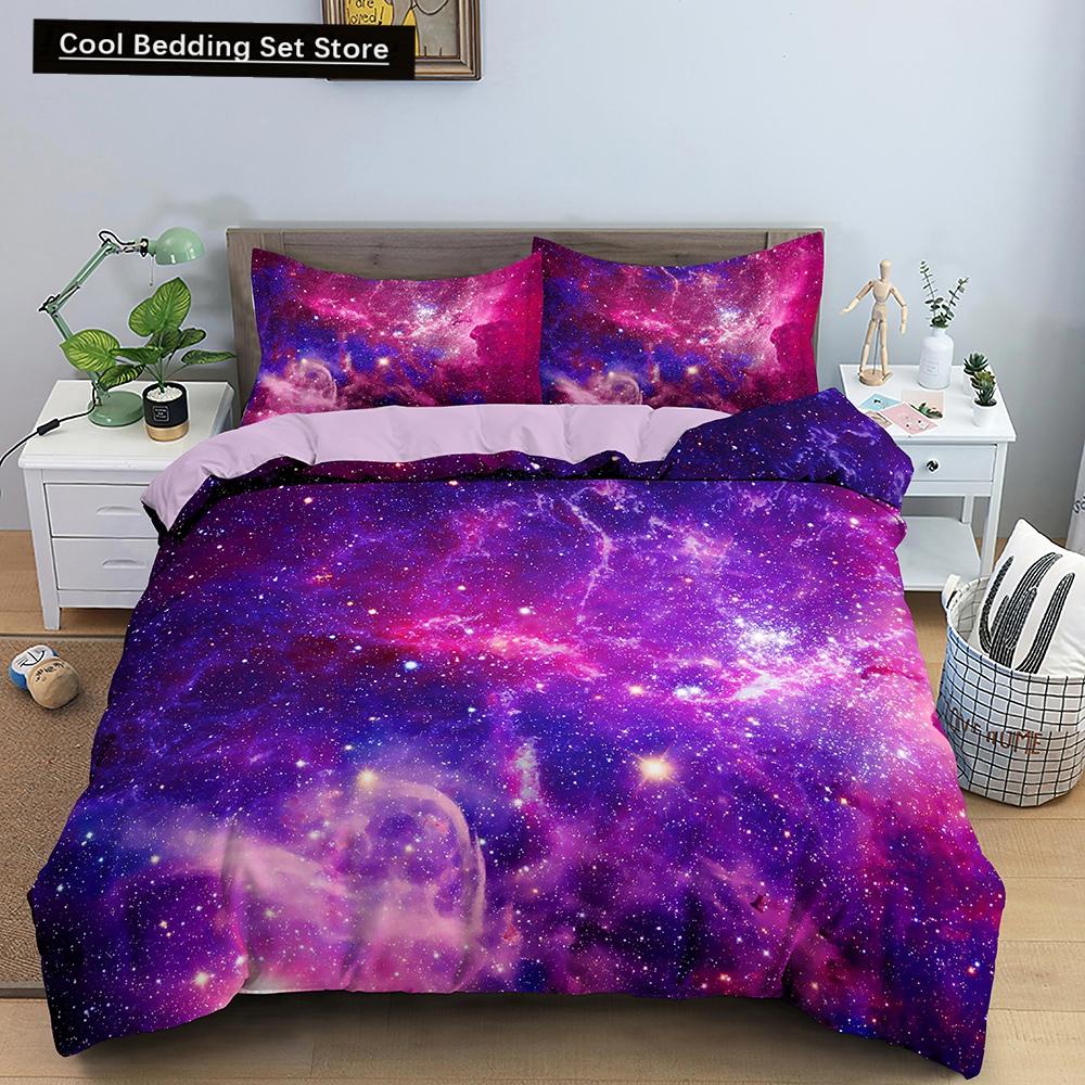 3D Galaxy Duvet Cover King Double Twin Queen Full 2/3pcs Bedding Set Universe Outer Space Themed Starry Polyester Quilt Cover