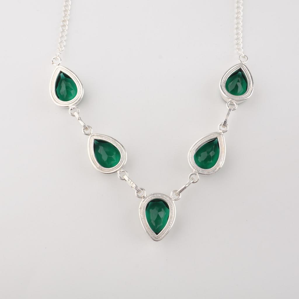 Kromdiopsid Ädelsten Silverhalsband 925 Sterling Handgjort Halsband För Bröllop RN-1-1