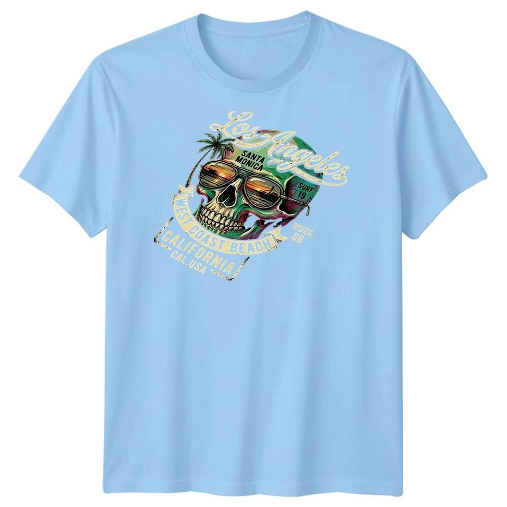 Los Angeles Surf Skull Surfing Unisexs T Shirt California Graphic Beach Style S