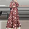 Spot Cross-Border New Printed Middle Eastern Muslim Malay Long Sleeve Round Neck Dress
