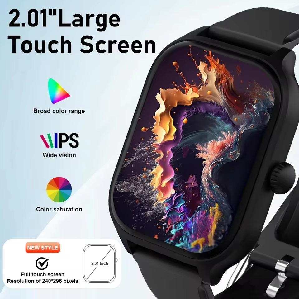 Smart Watch Android IOS Phone 2.01 Inch Screen Bluetooth Call Blood Oxygen/Pressure Monitoring Smart Watch Women Men