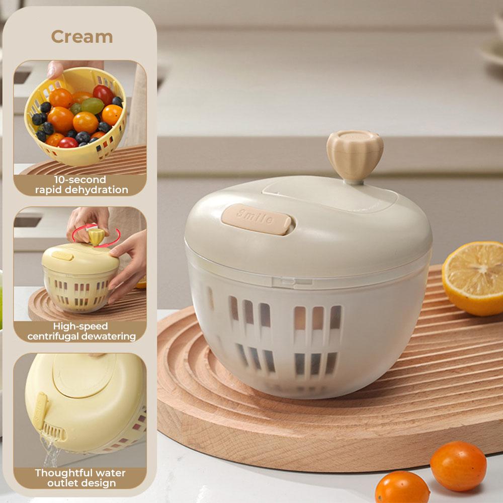 

Manual vegetable dehydration machine,Salad Spinner for Leafy Vegetables, Lettuce Washer & Dryer, Kitchen Greens Drainer Strainer кремовый