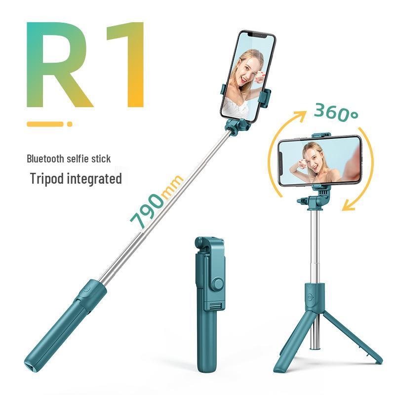 

R1 Bluetooth Selfie Stick with Remote, Portable Stand for Live Streaming, Photography, Fill Light, and Universal Tripod. R1 Dark Green [No Light]