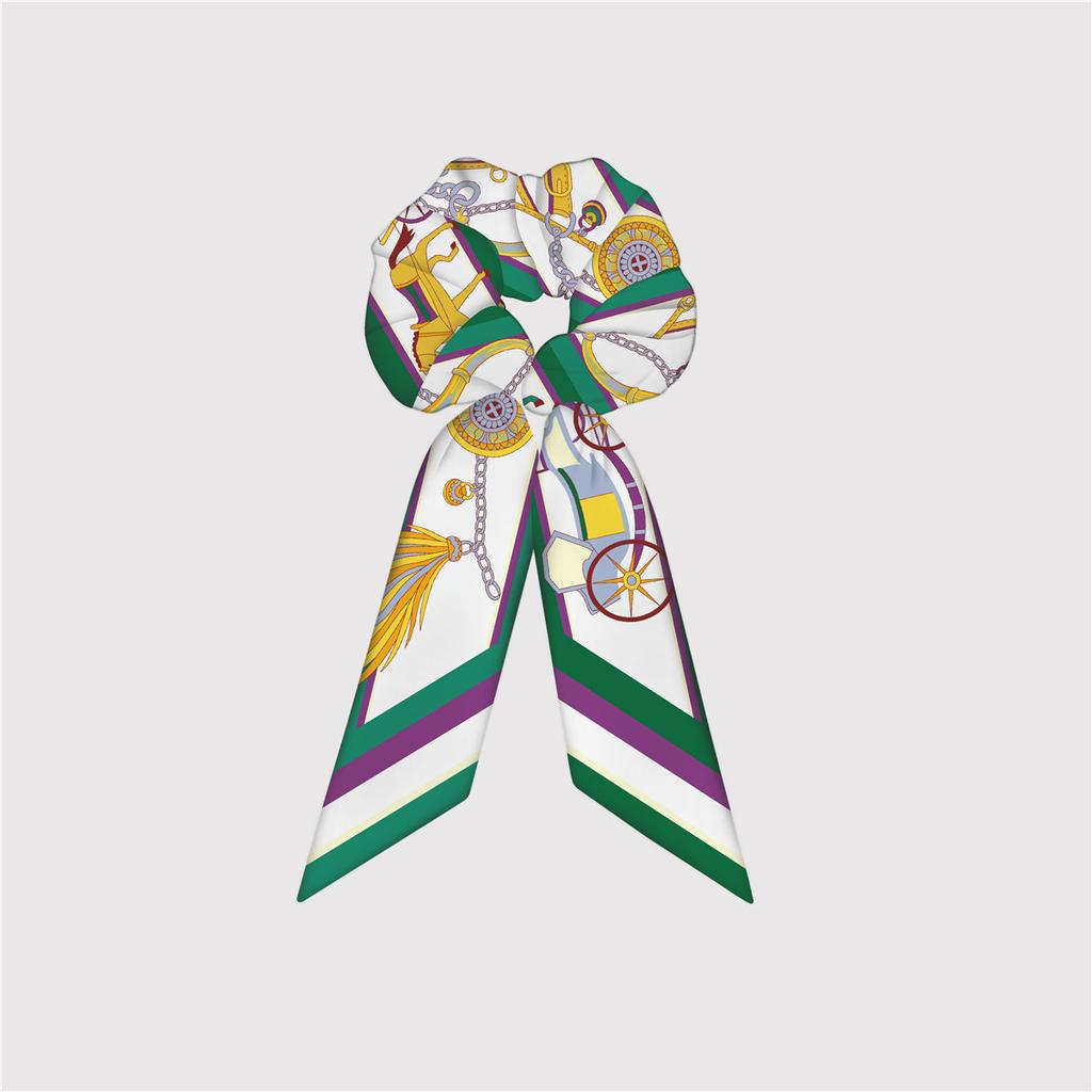 Naturalny Jedwab Duże Gumki do Włosów Gumki Wstążki do Włosów Wzór Łańcucha Elastyczne Gumki do Włosów Kucyk Kobiety Elegancki Szalik Akcesoria do Włosów