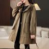 Large Size Women Hooded Trench Coat Jacket Medium-length Loose Casual Versatile Coat