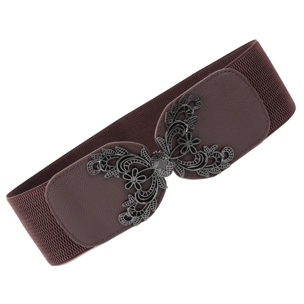 Ladies Waist Belt Fashionable Flower Ornament Waist Decoration PU Leather Sash Elastic Waistband Waist Cincher