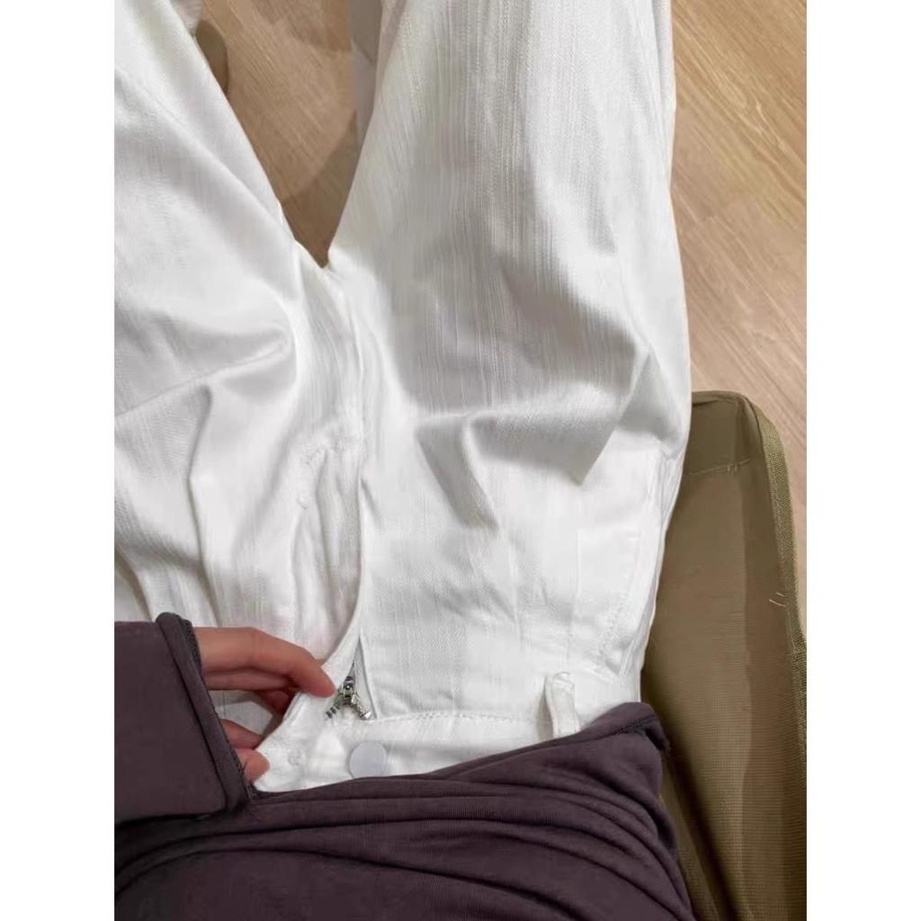Women's High-Waisted White Wide-Leg Textured Jeans