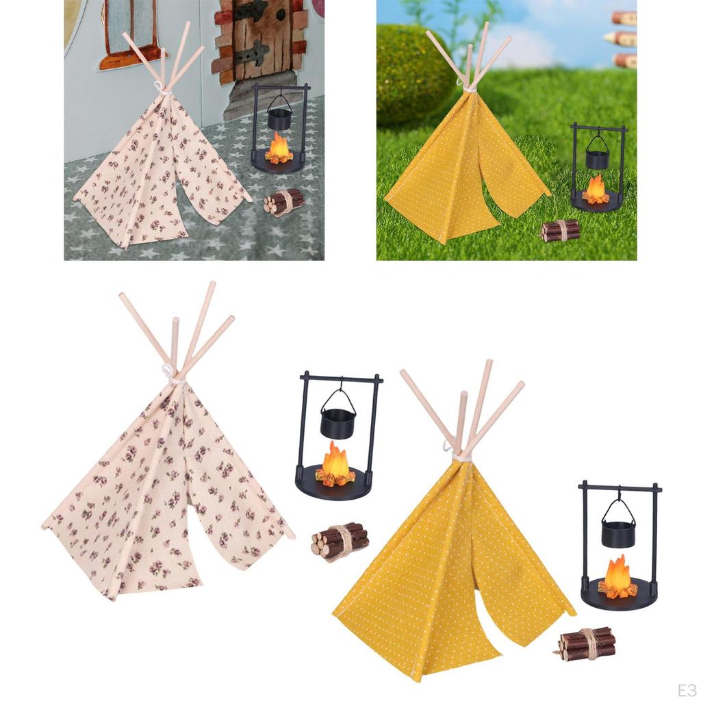 1/12 Dollhouse Miniature Camping Tent Outdoor Furniture Accessories Model Kit Collector